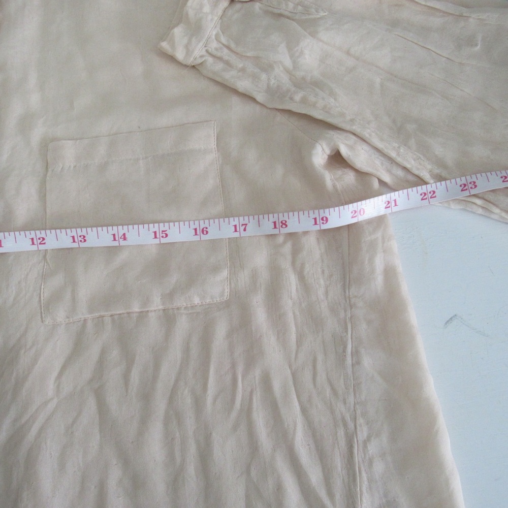 Eileen Fisher Shirt Medium Organic Cotton Silk Light Peach Button Long Sleeve - Picture 8 of 10